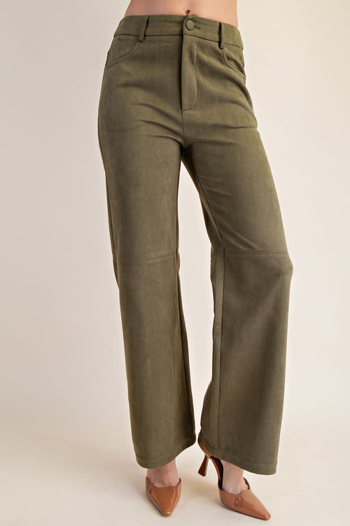 Olive Suede Peplum Set