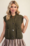 Olive Button Knit Vest
