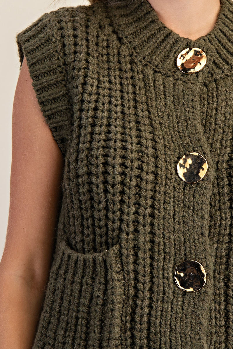Olive Button Knit Vest