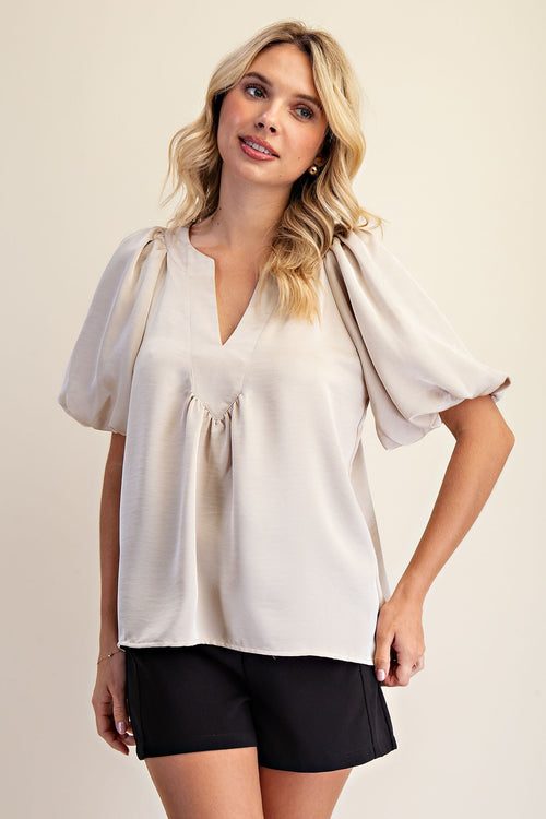 Puff Sleeve Satin Top
