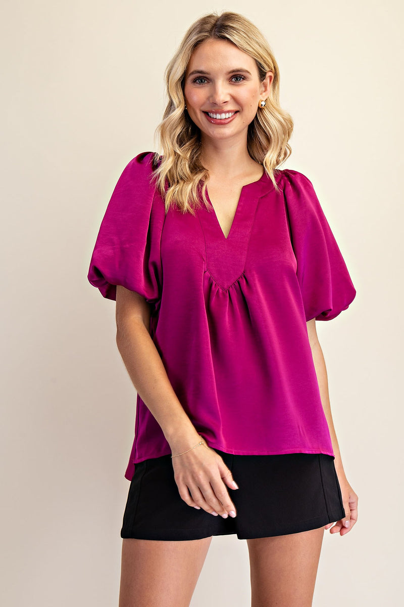 Puff Sleeve Satin Top