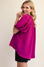 Puff Sleeve Satin Top