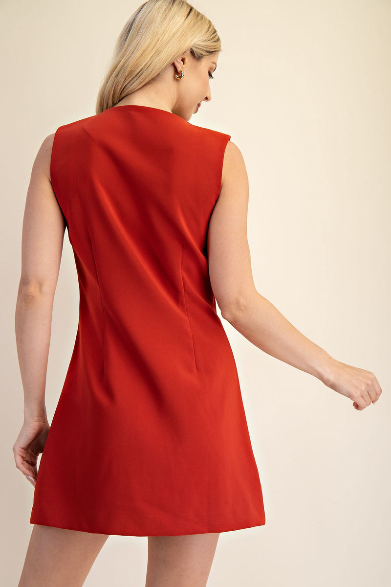 Rust Gold Button Dress