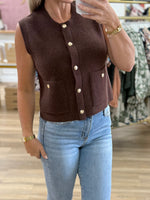Brown Sleeveless Cardigan
