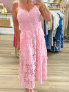 Pink Applique Midi Dress