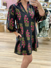 Black 3/4 Sleeve Floral Dress