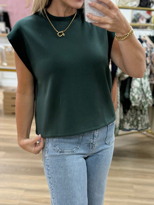 Forest Green Cap Sleeve Top