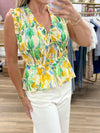 Yellow/Green Floral Peplum