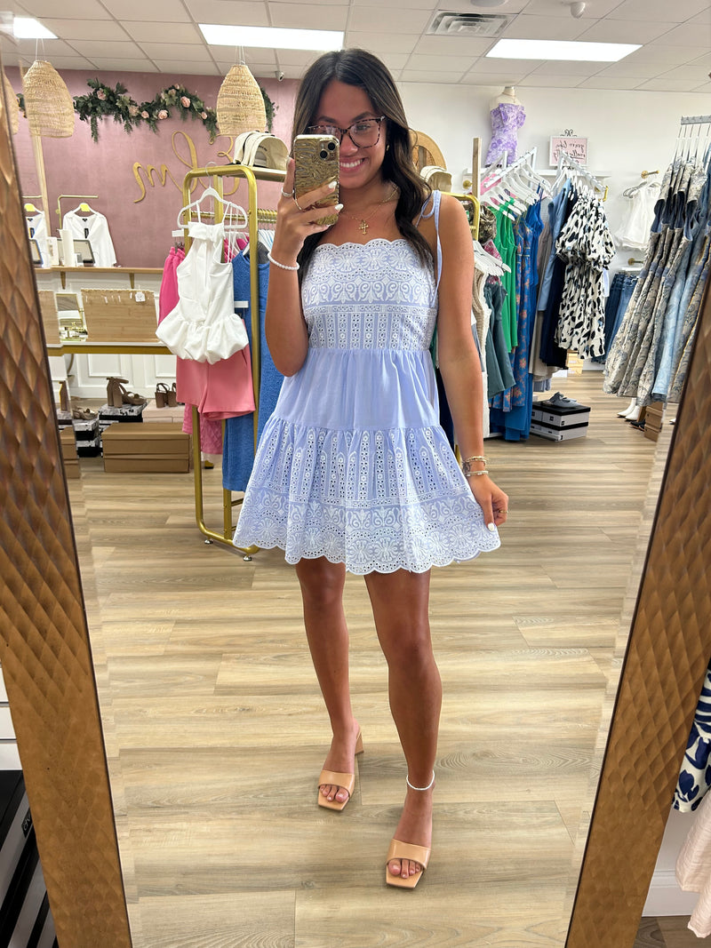 Blue Embroidered Dress