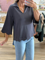 Charcoal 3/4 Sleeve Top