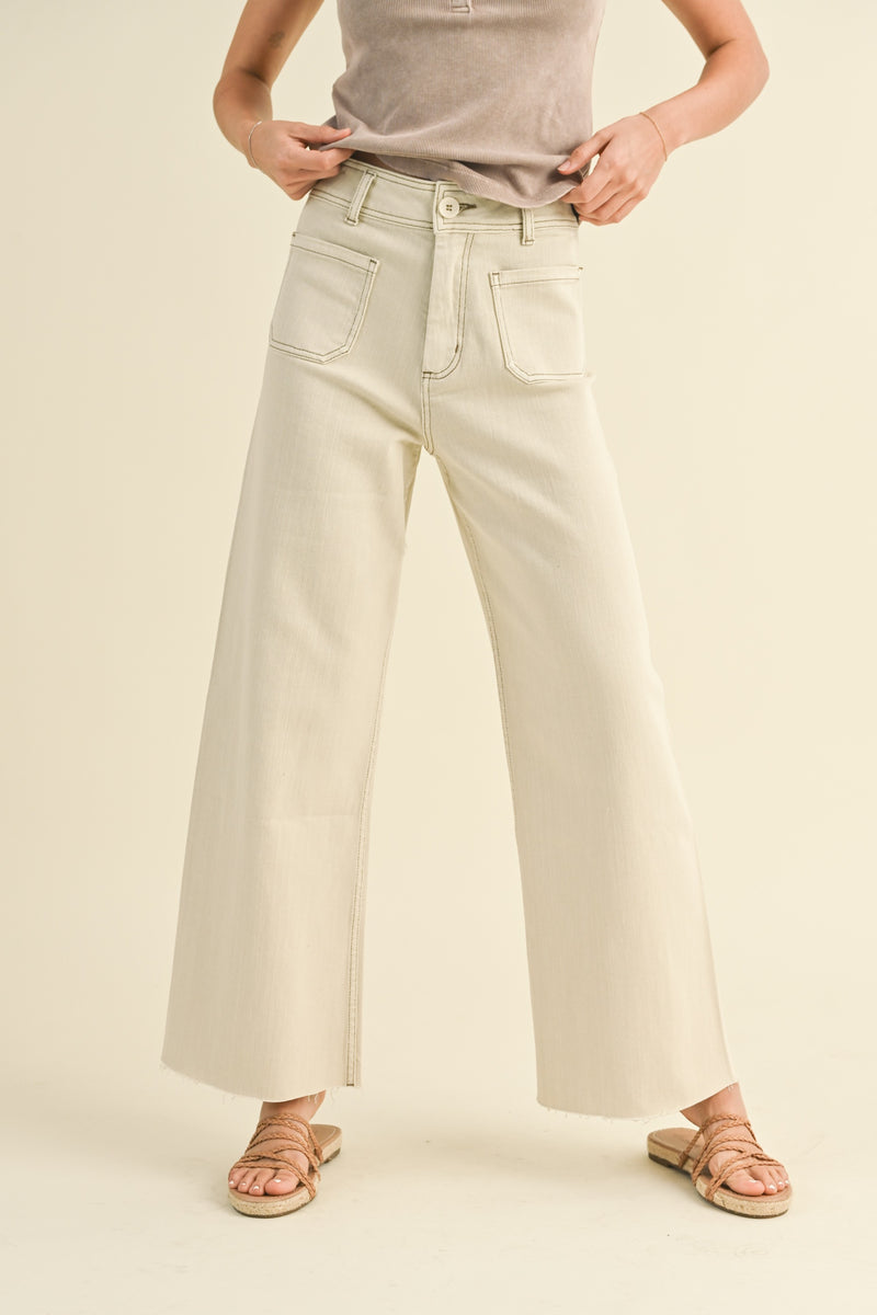 Cream Wide Leg Denim