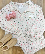 Cream Ruffle Trim PJ Set