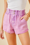 Purple Washed Denim Shorts