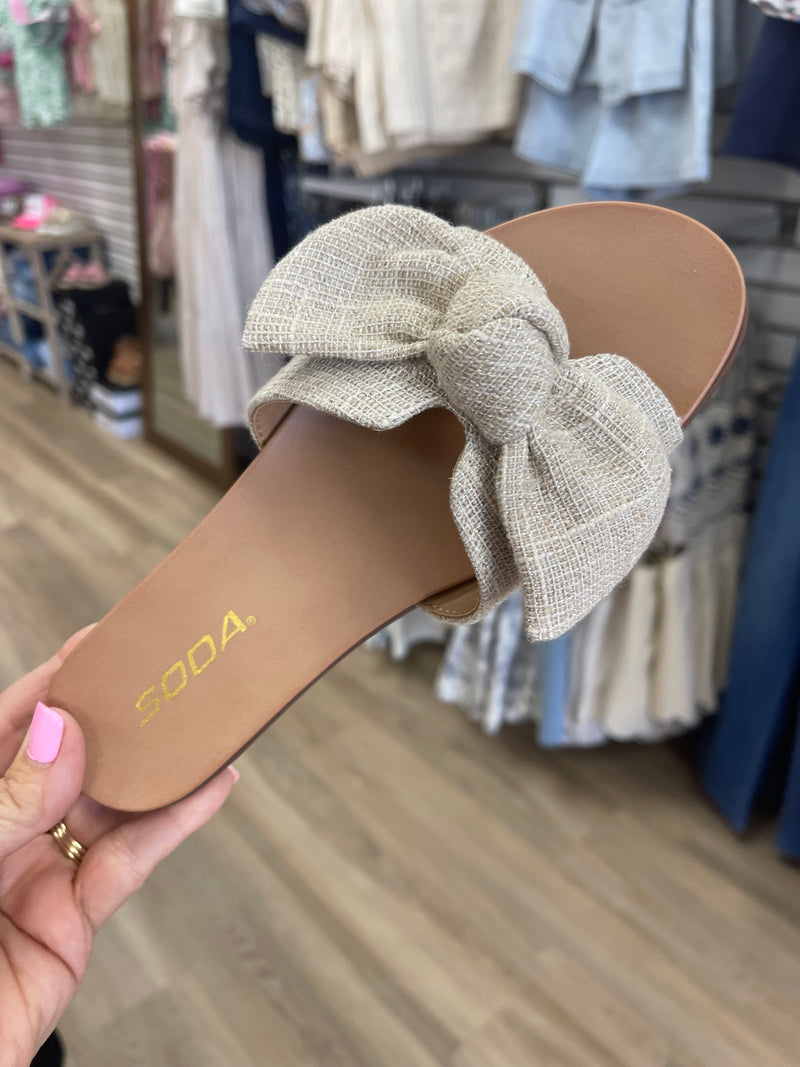 Linen Bow Sandals