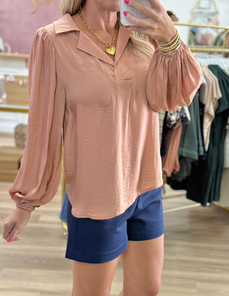 Long Sleeve Collared Blouse