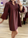 Burgundy 3/4 Sleeve Dress