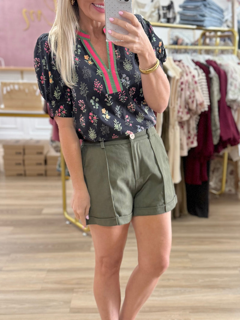 Floral Print V-Neck Top