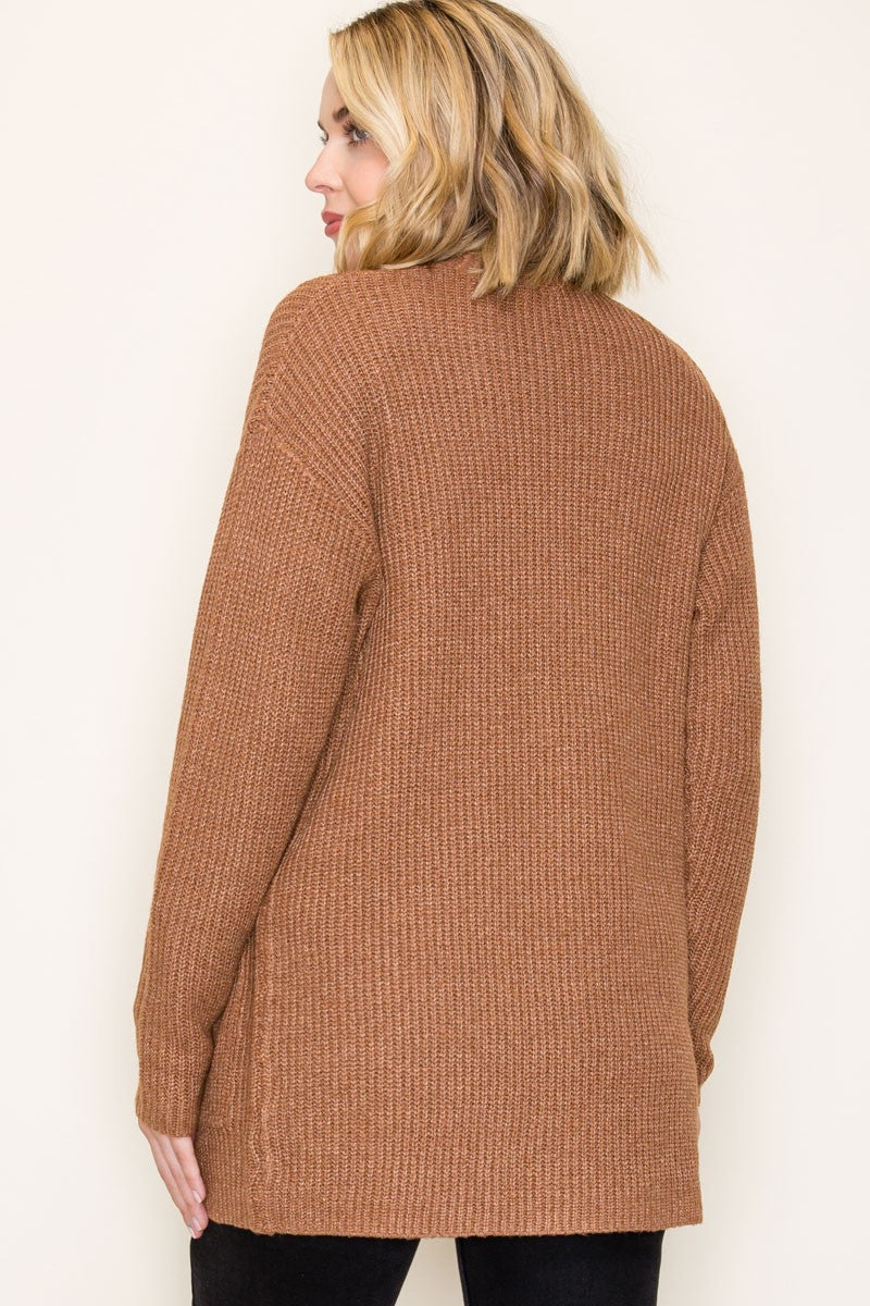 Camel Open Front Cardigan