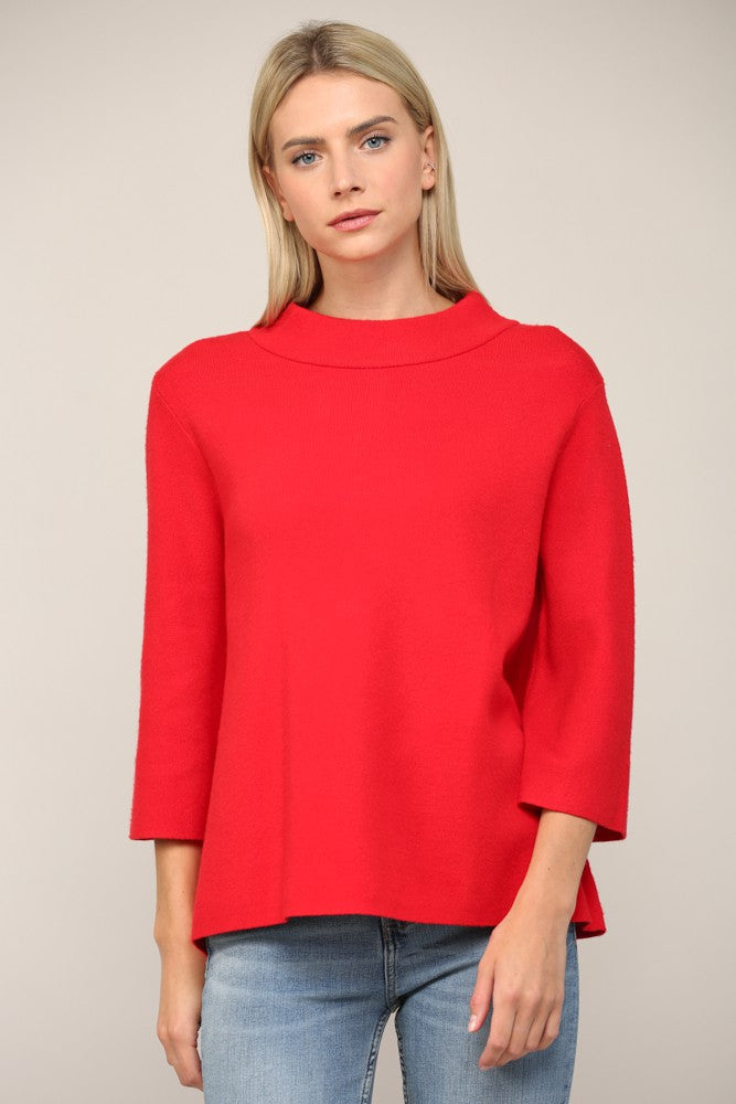 Red 3/4 Sleeve Sweater