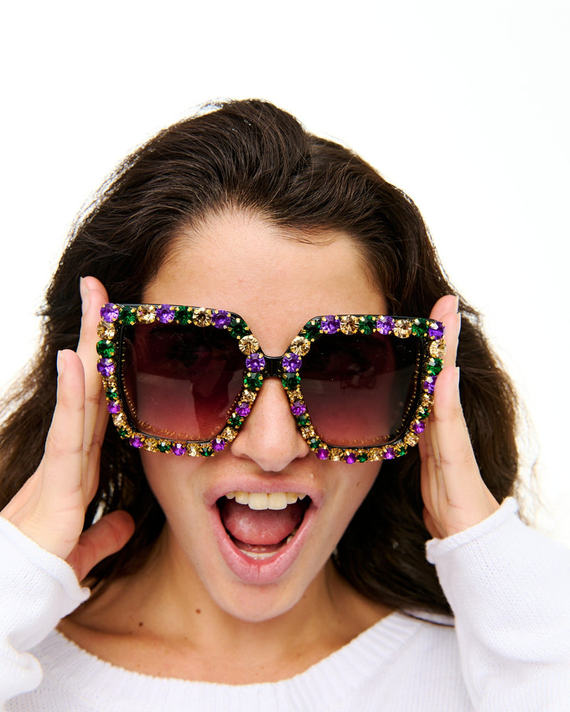 Rhinestone Mardi Gras Sunglasses