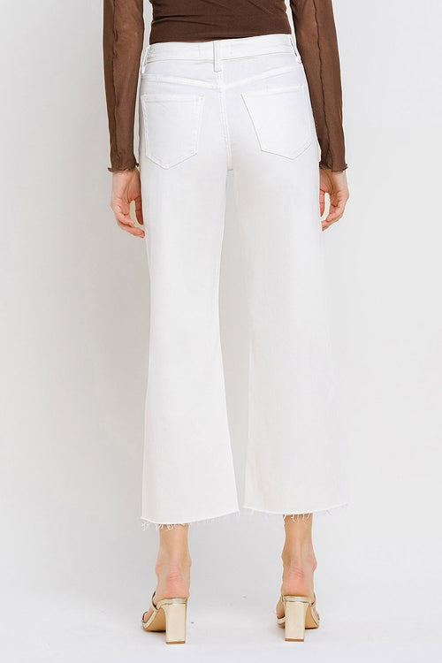 White HR Crop Wide Leg