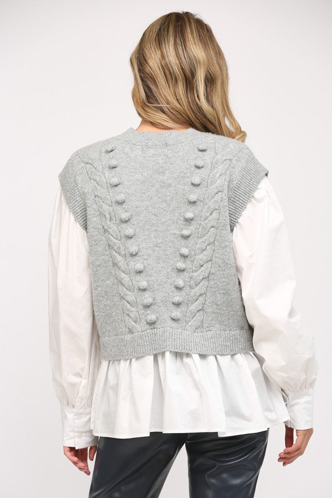 Grey Pom Pom Detail Sweater