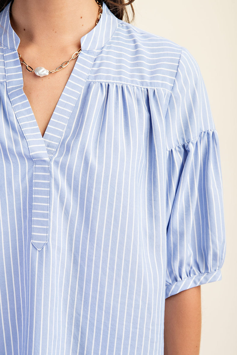 Striped Bubble Sleeve Top