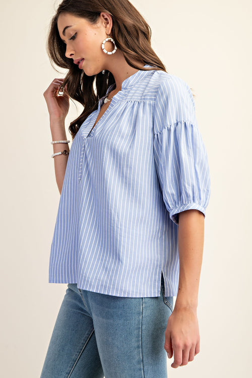 Striped Bubble Sleeve Top