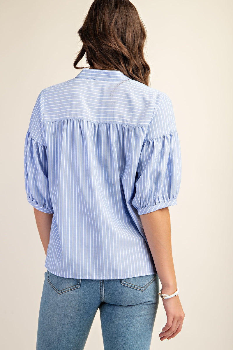 Striped Bubble Sleeve Top