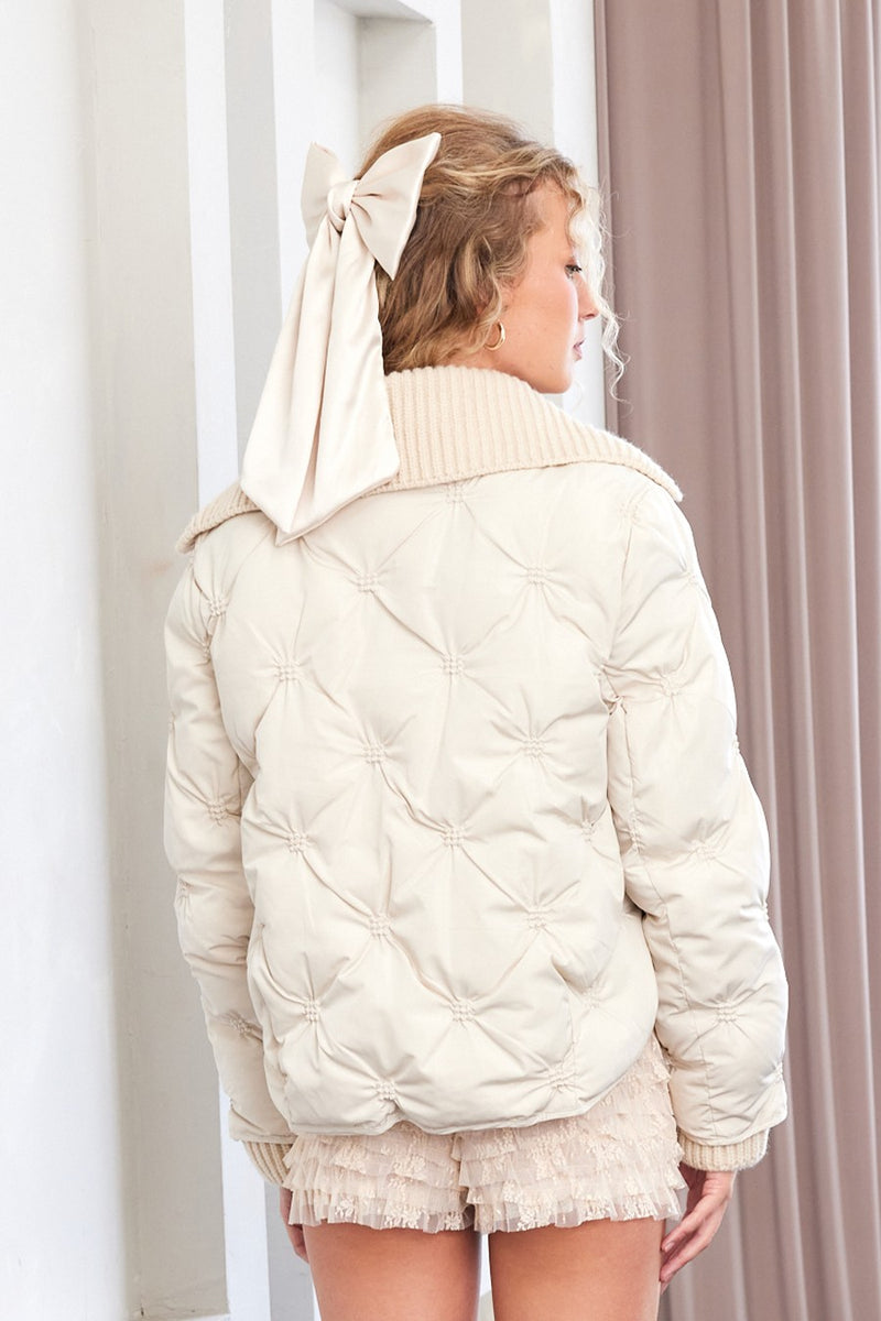 Cream puffa jacket sale