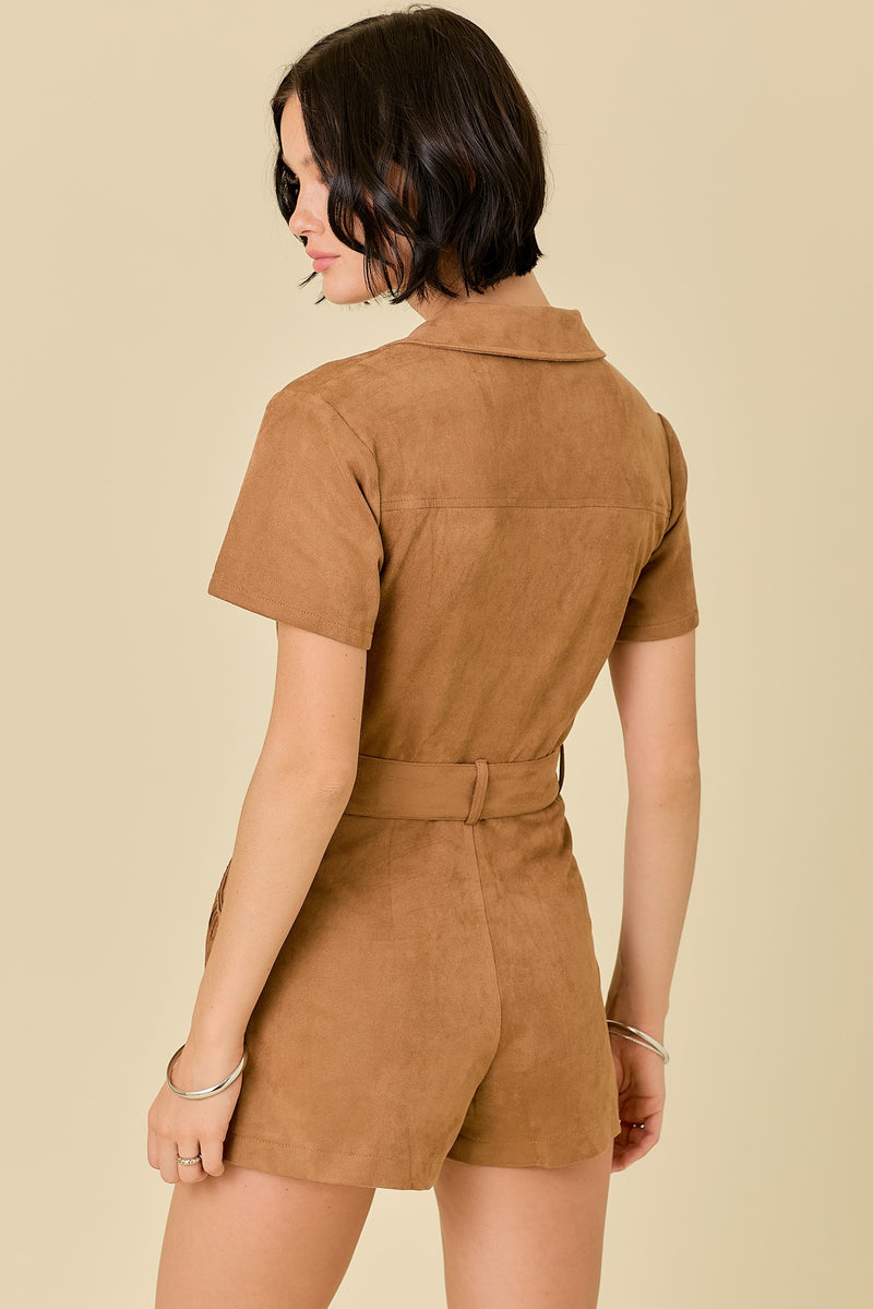 Suede Camel Romper