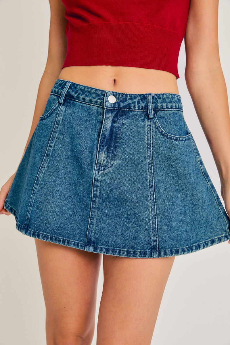 Flared Denim Skirt