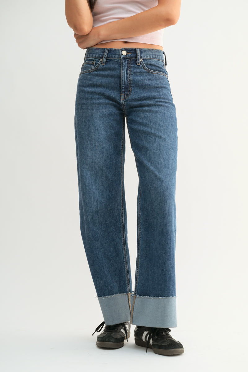 Vintage Wash Cuffed Denim