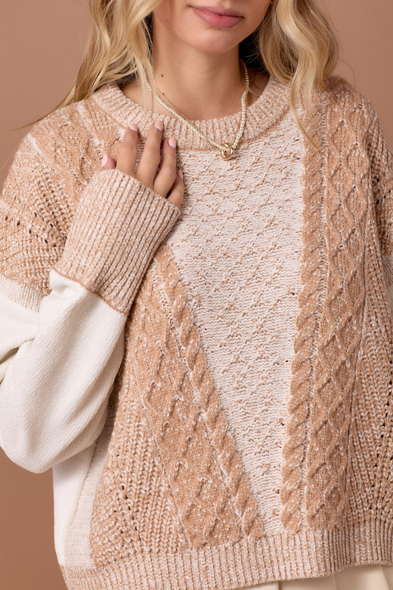 Mixed Taupe Pullover Sweater