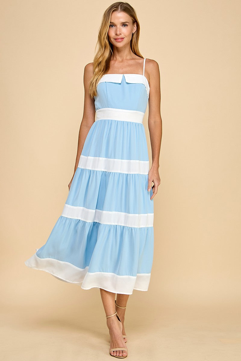 Blue/White Tiered Dress