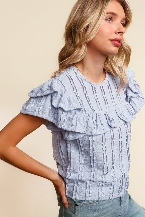 Baby Blue Lace Detail Top