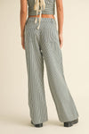 Blue Stripe Wide Leg Denim
