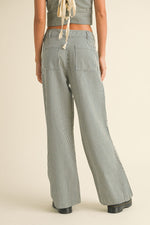 Blue Stripe Wide Leg Denim