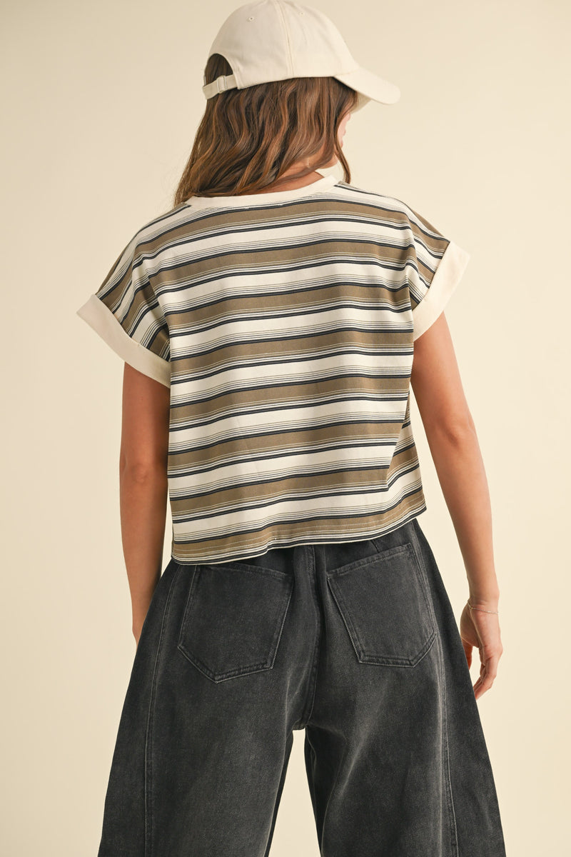 Olive Stripe Top