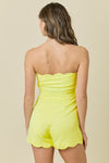 Strapless Scalloped Trim Romper
