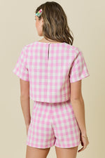 Pink Gingham Tweed Set