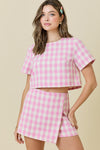 Pink Gingham Tweed Set