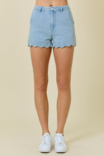 Denim Shorts w/Scallop Edge