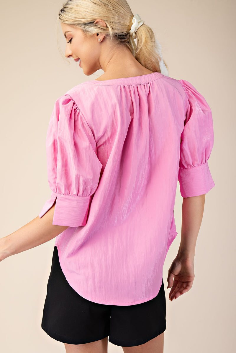 Puff Sleeve V-Neck Top