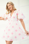 White/Pink Polka Dot Dress