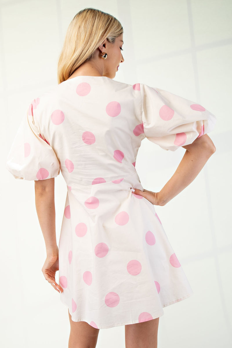 White/Pink Polka Dot Dress