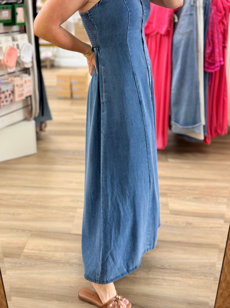 tencel maxi dress Button Front Medium This smocked tencel maxi Size:3T US kids' numeric LIORA LONG SLEEVE DRESS Maternity Square Neck Maxi
