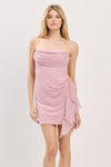 Mauve Bead Side Ruffle Dress