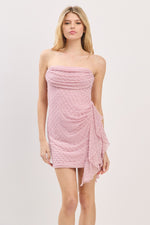 Mauve Bead Side Ruffle Dress