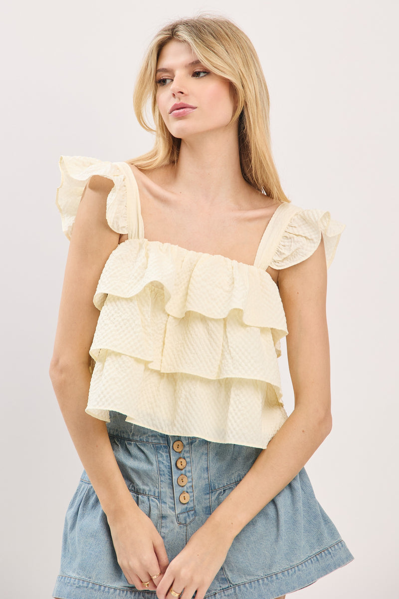 Ruffle Sleeveless Tiered Top